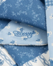 Closeup view of Patchwork Ribbon Scarf - Blue/White