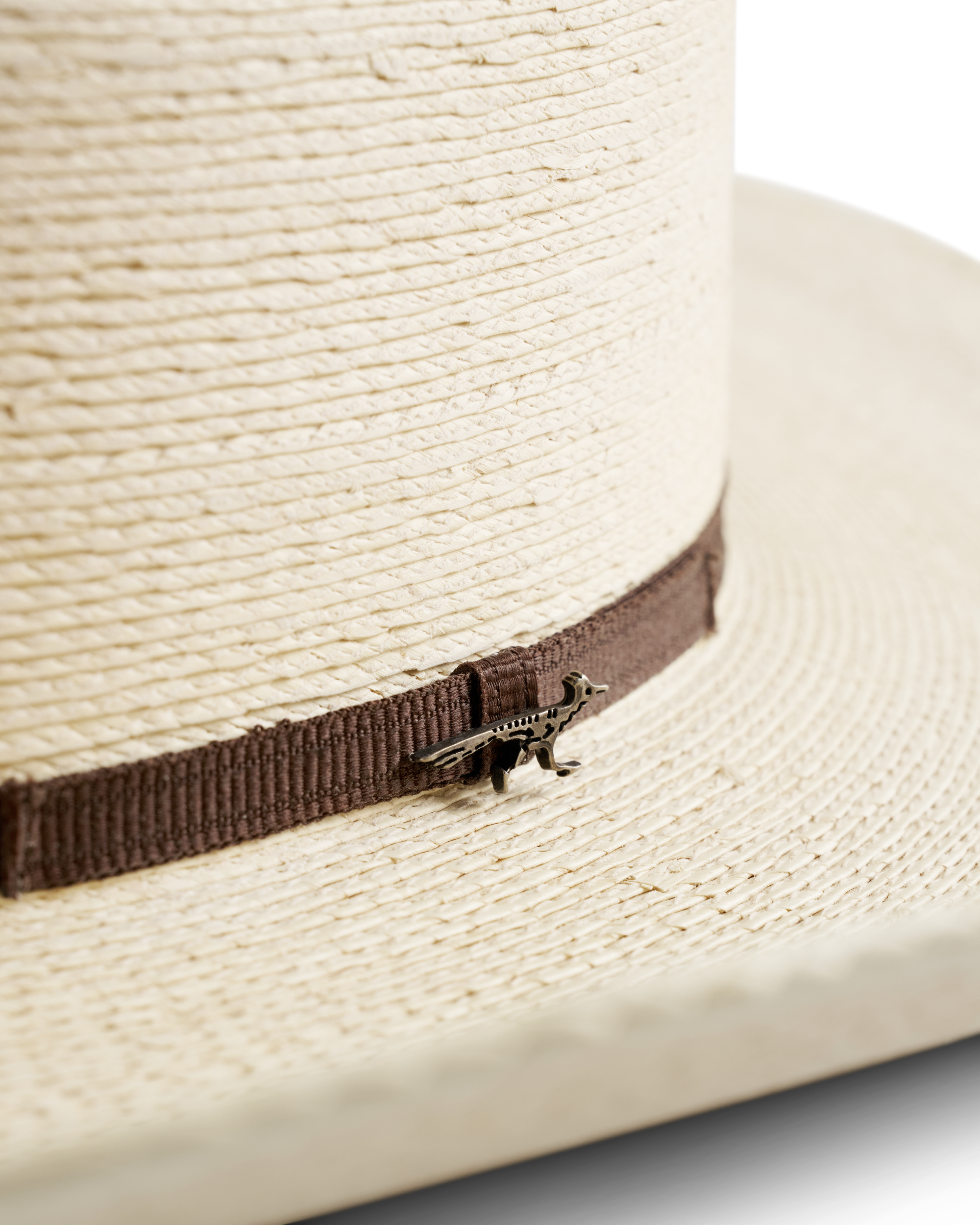 Closeup view of Cattleman Palm Cowboy Hat - Natural