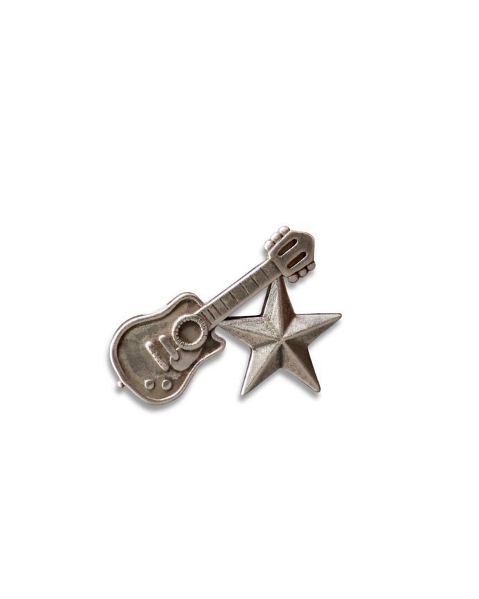 Front view of Guitar Hat Pin - Nickel-Plated Brass on plain background