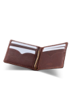 Inside view of Men's Billfold Moneyclip - Cognac Cowhide on plain background