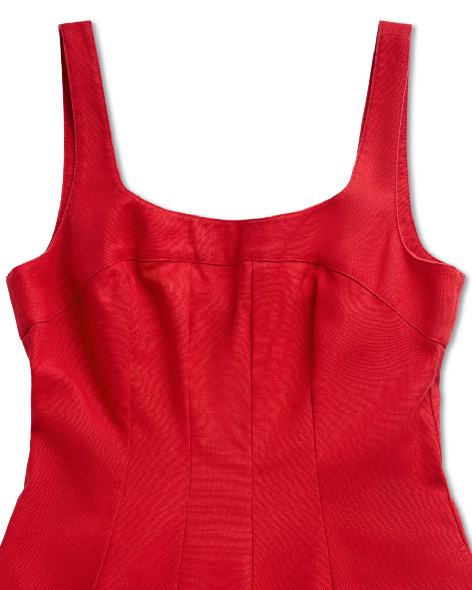 Closeup detail view of Women's Sleeveless A-Line Maxi Dress - Red