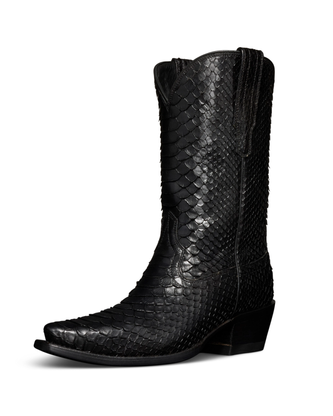White and black snakeskin booties on sale