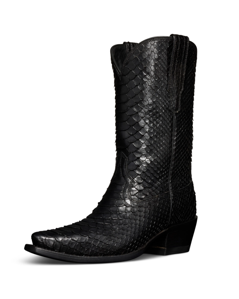 Black python top cowboy boots