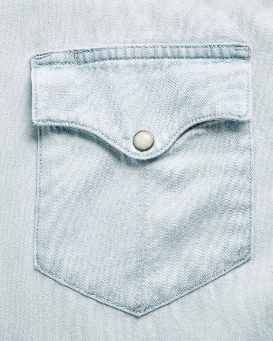 Denim Pearl Snap Shirt - Ultra Light blue | Tecovas