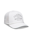 Quarterfront view of Quality Made Performance Trucker - White on plain background
