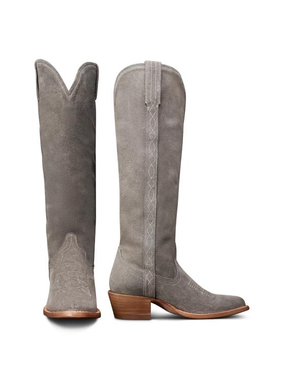 Pair view of The Abby Cavalier - Charcoal Suede on plain background