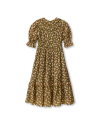 Back view of The Charlie Dress by Kristopher Brock - Olive/Beige Floral on plain background