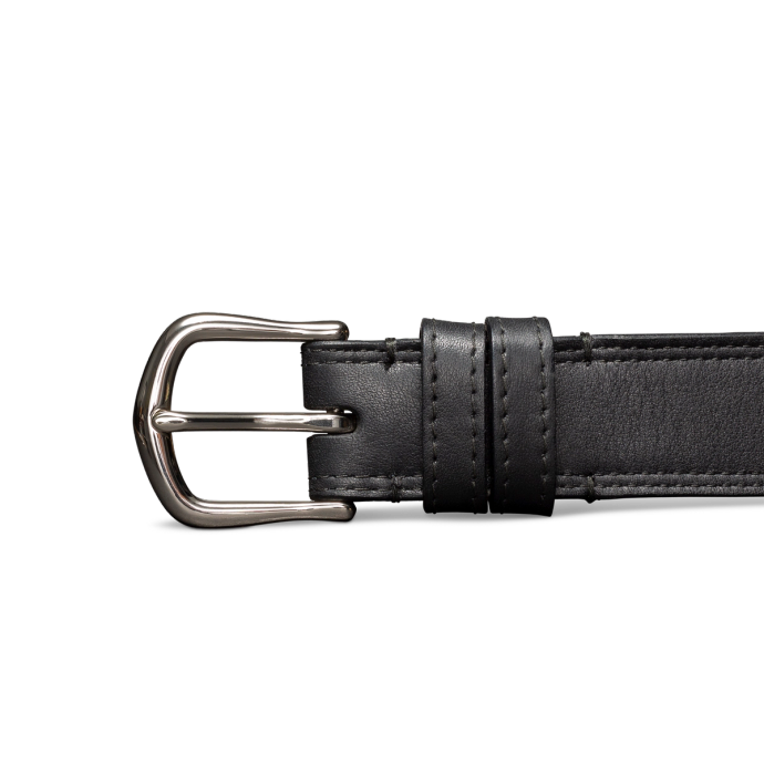 Front view of Women's Calfskin Belt - Midnight on plain background