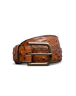 Front view of Men's Ostrich Belt II - Peanut on plain background