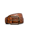 Front view of Men's Ostrich Belt II - Peanut on plain background