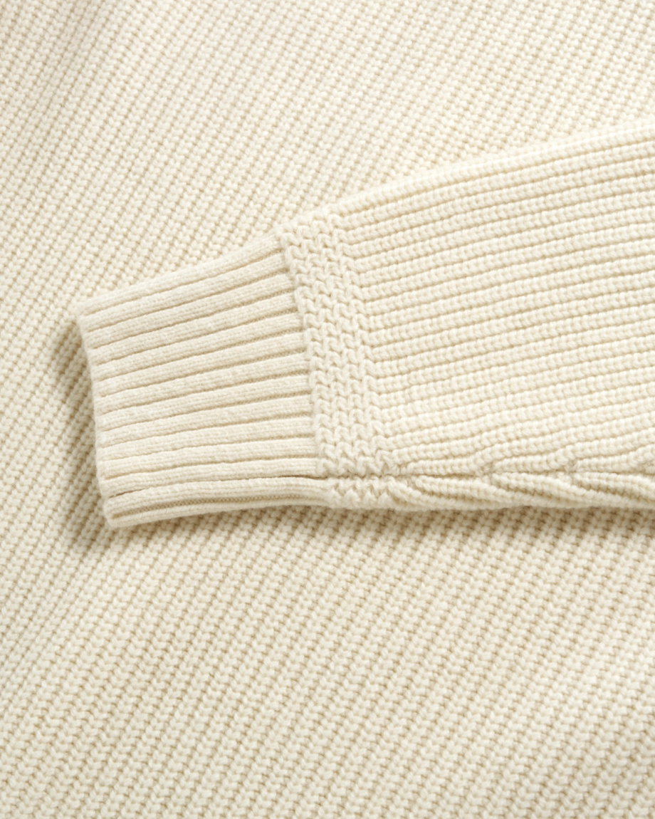 Closeup view of Men's Crew Neck Desert Sweater - Whisper White