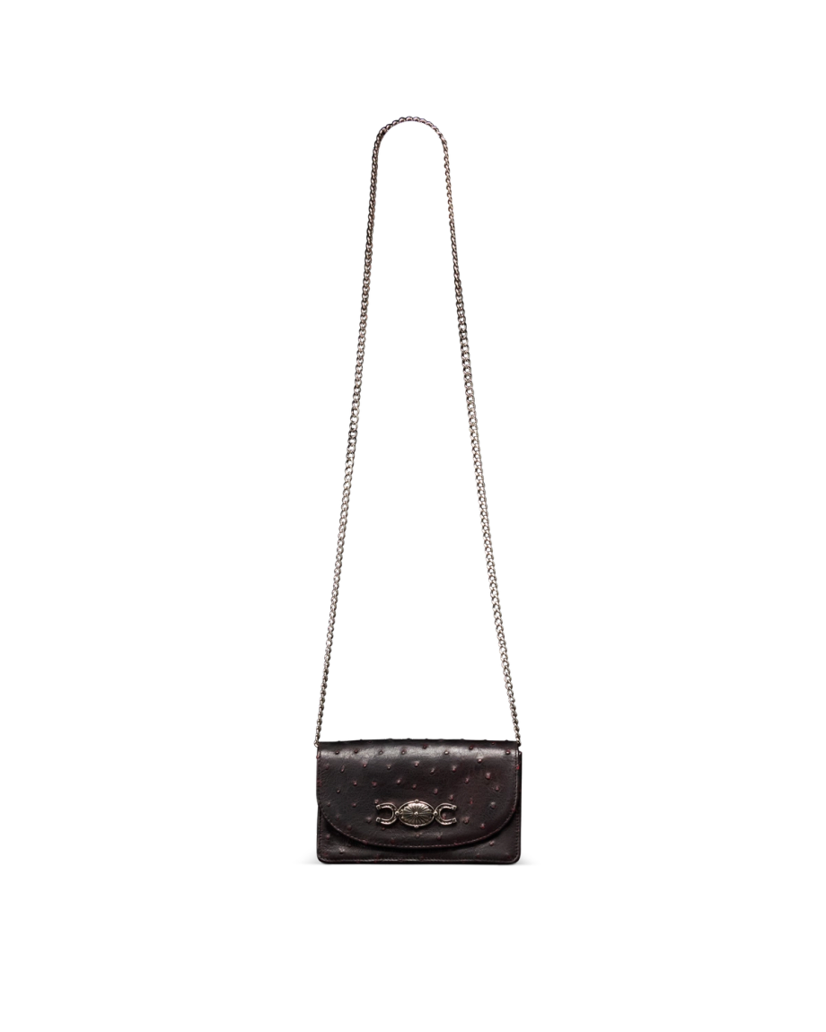 Front view of Concho Chain Crossbody - Black Cherry on plain background