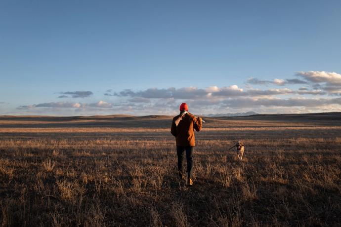 man in a field