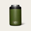 back of olive green yeti bottle with yeti logo
