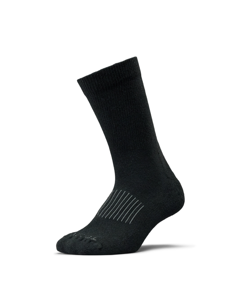 Quarterfront view of Crew Socks (3-Pack) - Brown/Tan/Black on plain background