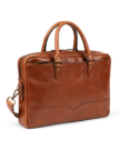 Quarterfront view of the Bartlett Slim Briefcase in Cognac