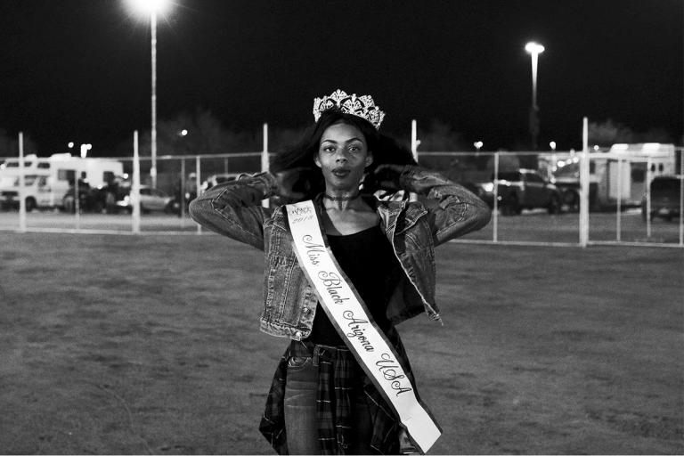 black and white image of Miss Black Arizona 2018