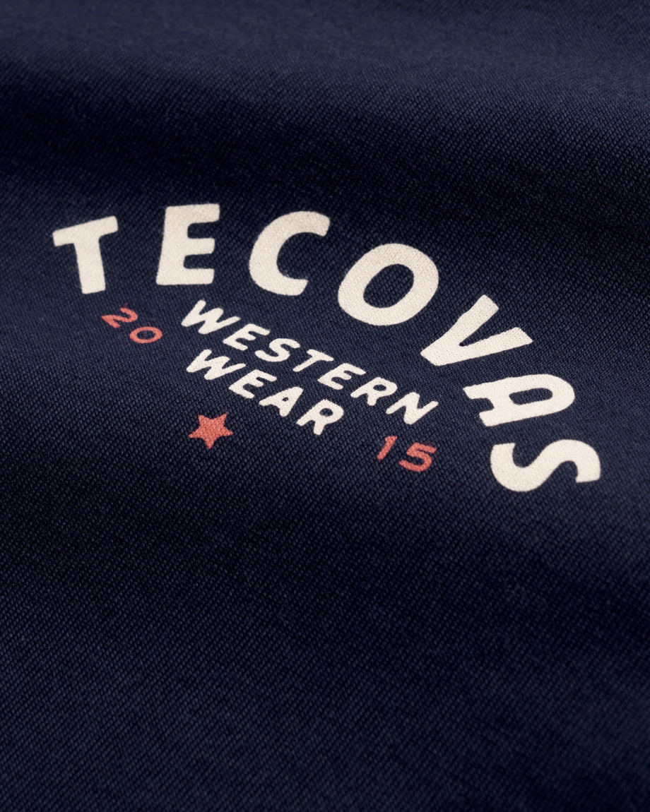 Closeup detail view of Men's Western Wear T-Shirt - Navy/Bone