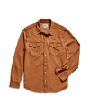 Closeup detail view of Men's Denim Long Sleeve Pearl Snap - Rust
