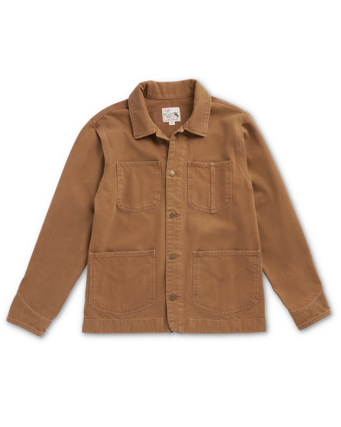 Front view of Men's Chore Jacket - Washed Tobacco on plain background