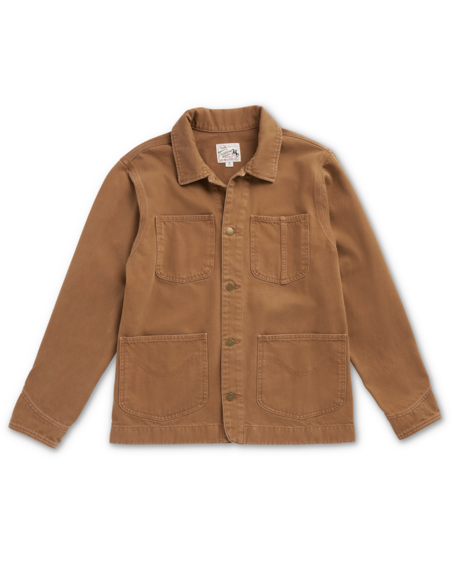 Front view of Men's Chore Jacket - Washed Tobacco on plain background