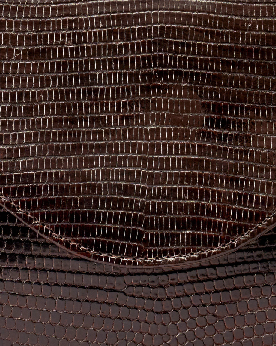 Closeup view of Lizard Shoulder Bag - Coffee