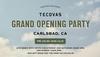 Invitation graphic for Tecovas Grand Opening Party in Carlsbad, CA, taking place from 10/31 to 11/2, with live music and gift bags for the first 50 attendees.