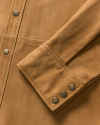 Closeup view of Men's Goat Suede Sawtooth Overshirt - Tan