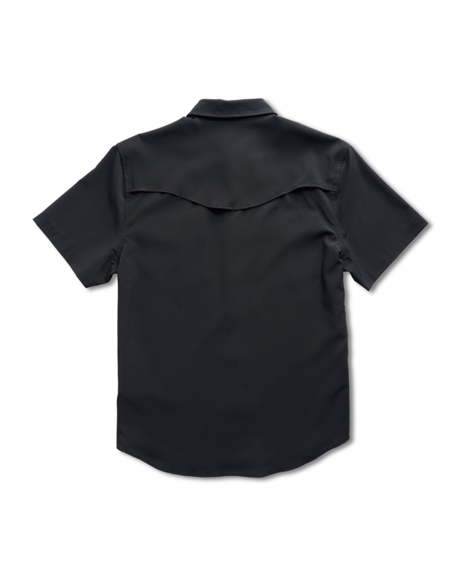 Closeup detail view of Men's Performance Western Pearl Snap SS - Black