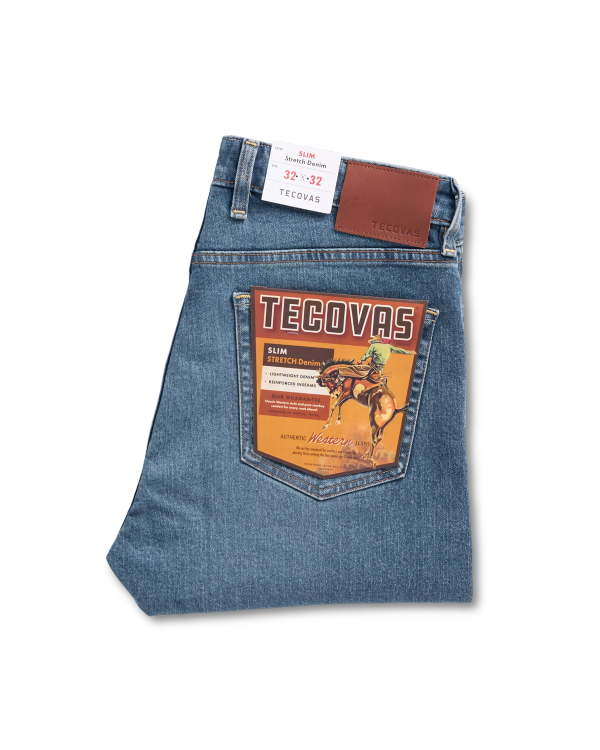 View of Men's Slim Stretch Denim - Medium Indigo