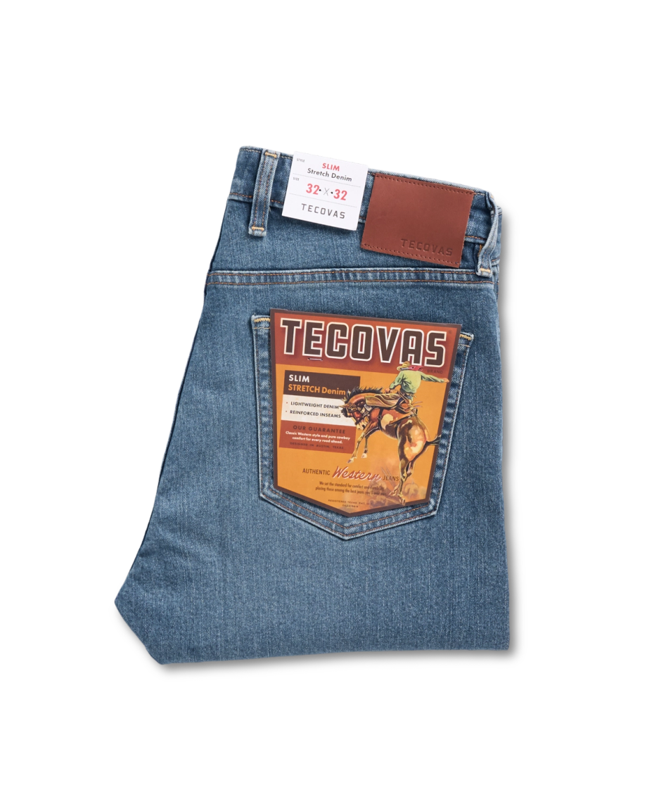 View of Men's Slim Stretch Denim - Medium Indigo