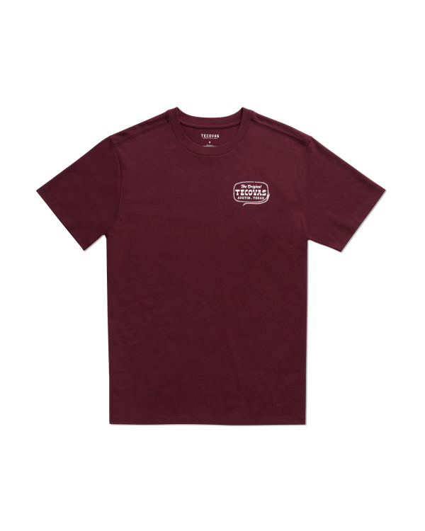 Front view of Men's Original Tecovas Rope Tee - Port / Bone on plain background