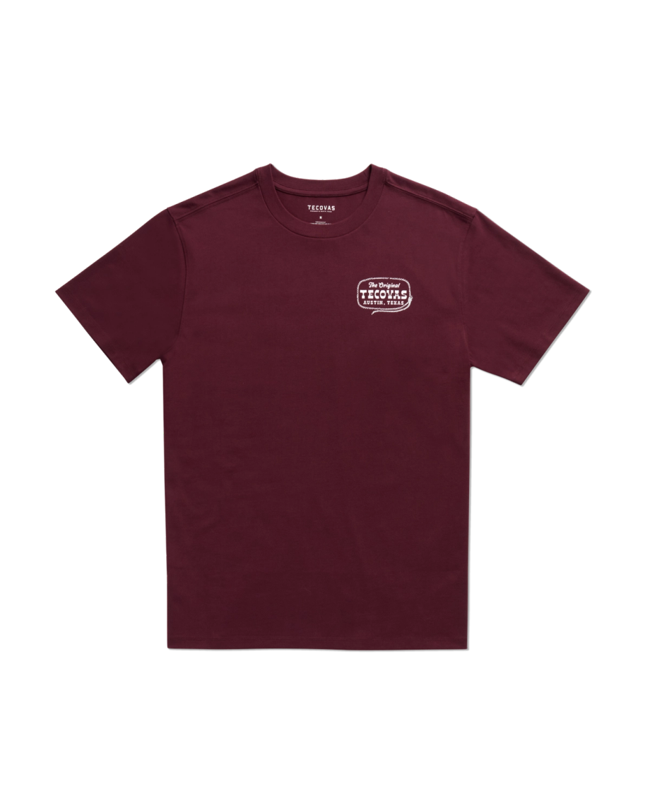 Front view of Men's Original Tecovas Rope Tee - Port / Bone on plain background