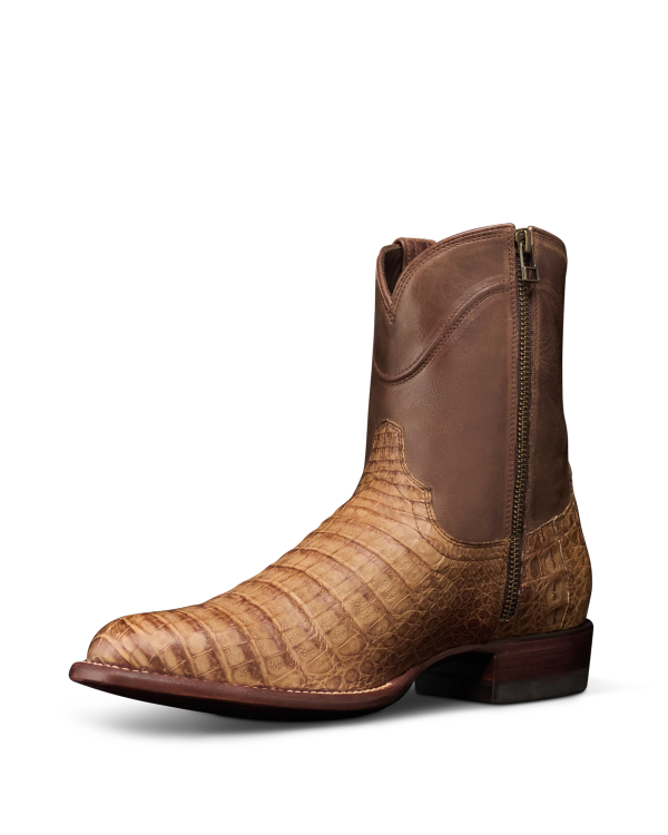 Quarterfront view of The Dean - Toffee Caiman on plain background