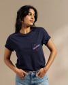 Closeup detail view of Women's Austin Lasso Tee - Navy/Bone