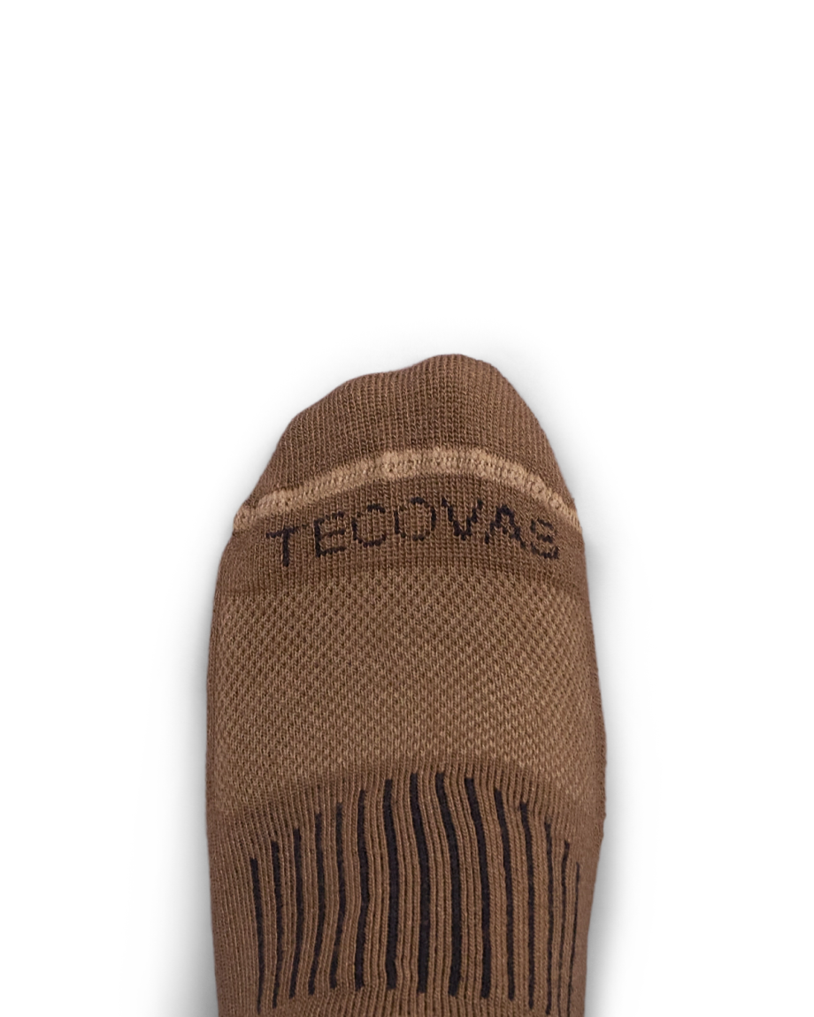 Toe view of Crew Socks (3-Pack) - Brown/Tan/Black on plain background