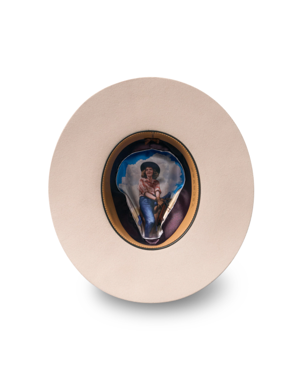 Inside view of The Belle Wool Cowgirl Hat - Cream on plain background