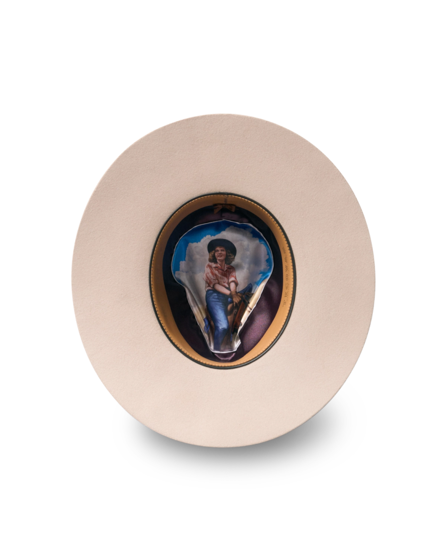Inside view of The Belle Wool Cowgirl Hat - Cream on plain background