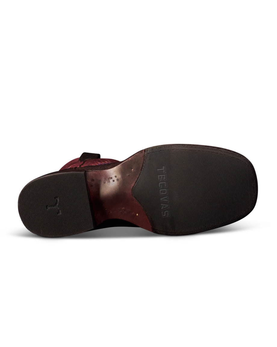 Sole view of The Doc - Chocolate / Crimson Bison on plain background
