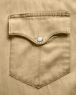 Closeup detail view of Men's Denim Long Sleeve Pearl Snap - Coriander