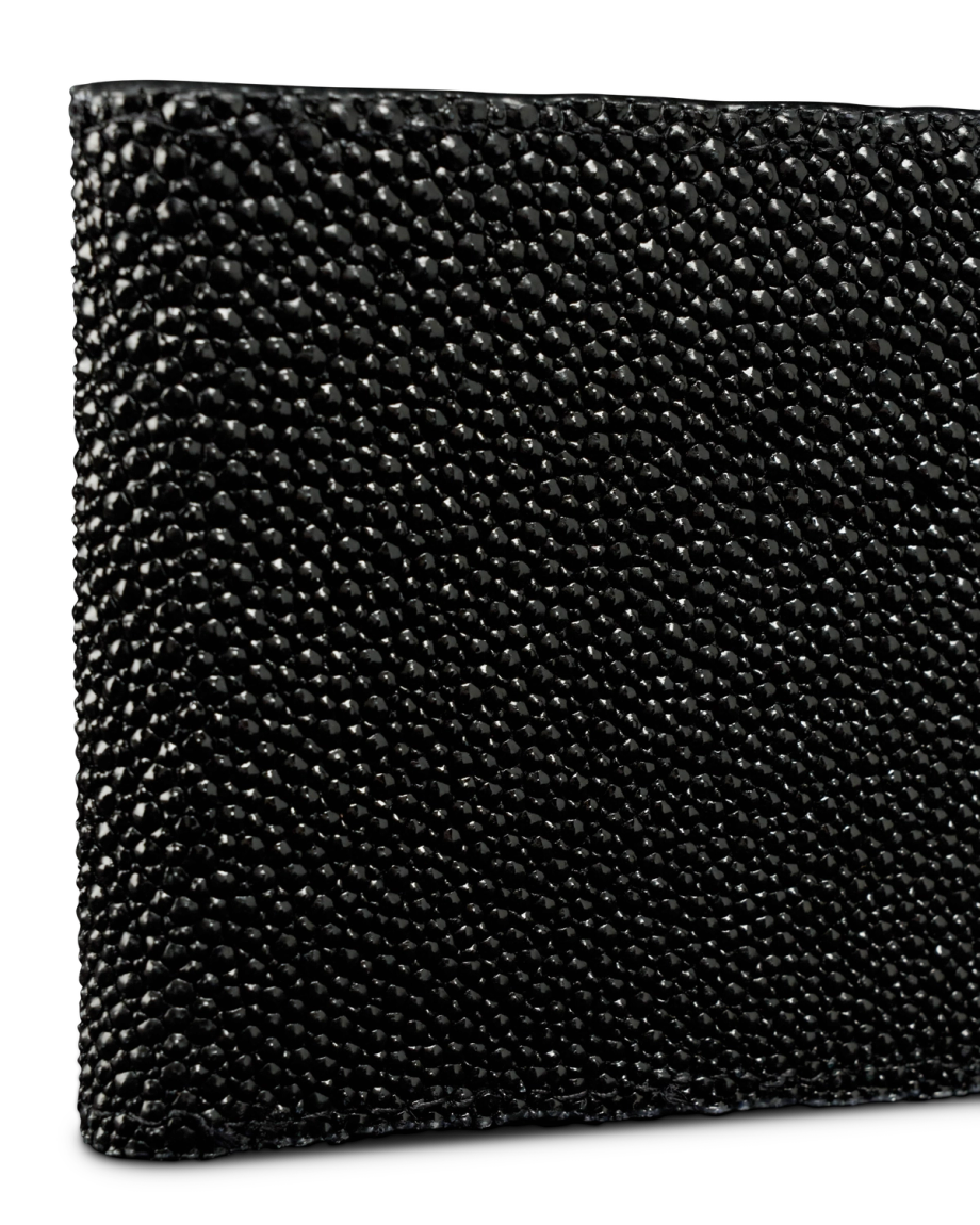 Closeup view of Men's Stingray Billfold - Jet Black