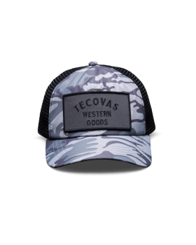 Front view of Western Goods 5-Panel Low Pro Trucker - Gray Camo on plain background