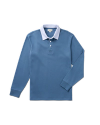 Closeup detail view of Men's Long Sleeve Polo - Blue