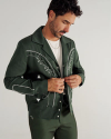 Front view of Men's Tecovas X H Bar C Birthday X Bolero Jacket - Green on model