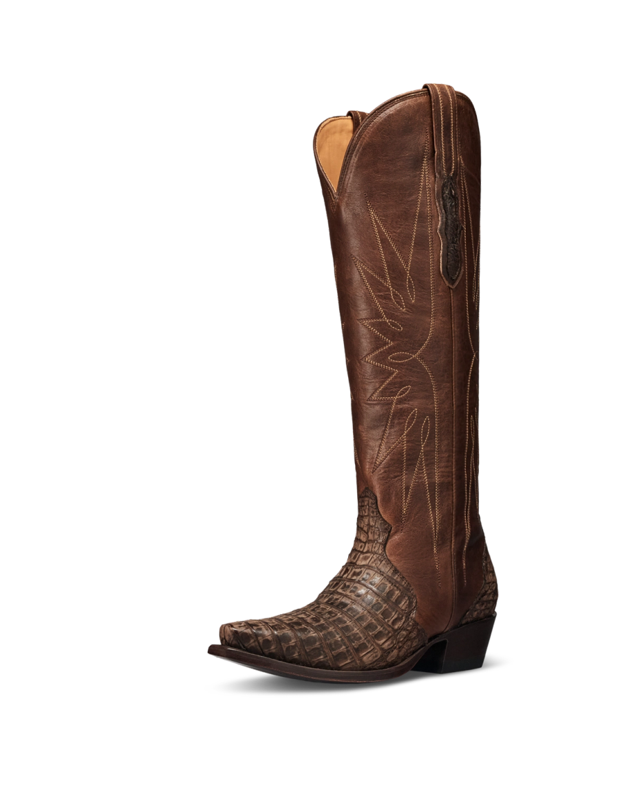 Quarterfront view of The Loretta - Truffle Caiman on plain background