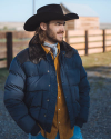 Lifestyle view of Men's Western Puffer Jacket - Navy