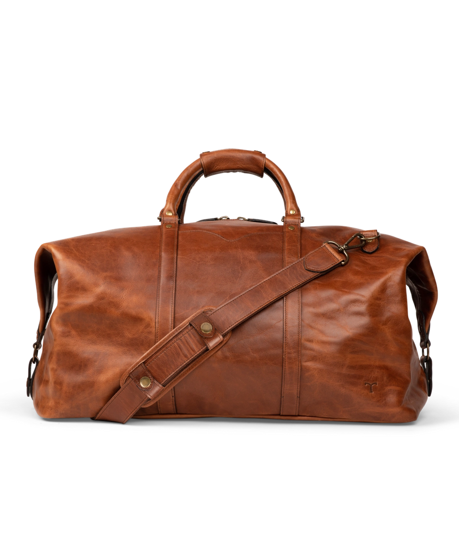 Front view of Bartlett Large Weekender in Cognac