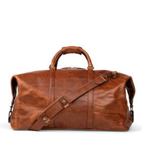 Front view of Bartlett Large Weekender in Cognac