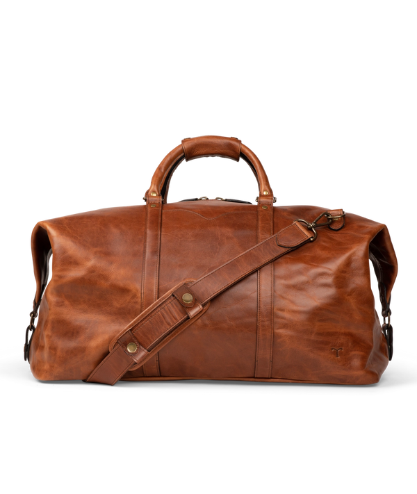 Front view of Bartlett Large Weekender in Cognac