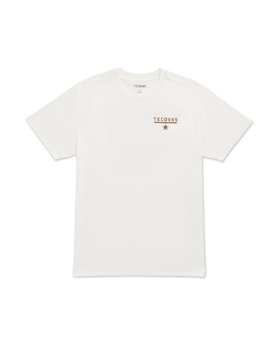 Front view of Men's Quality and Looks T-Shirt - Bone/Brown on plain background